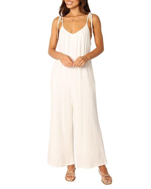Petal & Pup White Margo Tie Strap Linen Jumpsuit