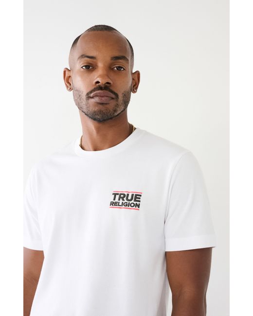 True Religion White Half Buddha Tr Cotton Crew T-shirt for men
