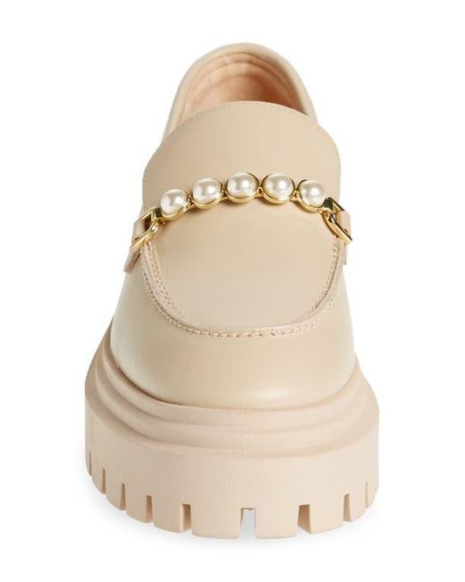 Stuart Weitzman Natural Perla Imitation Pearl Lug Sole Loafer