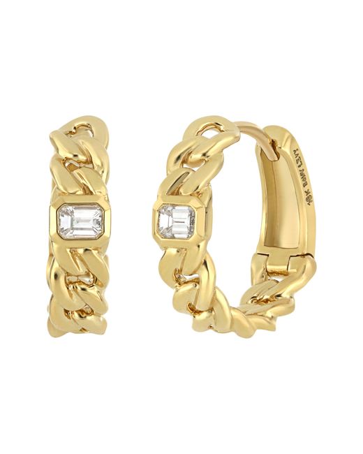 Bony Levy Metallic Varda Diamond Chain Hoop Earrings