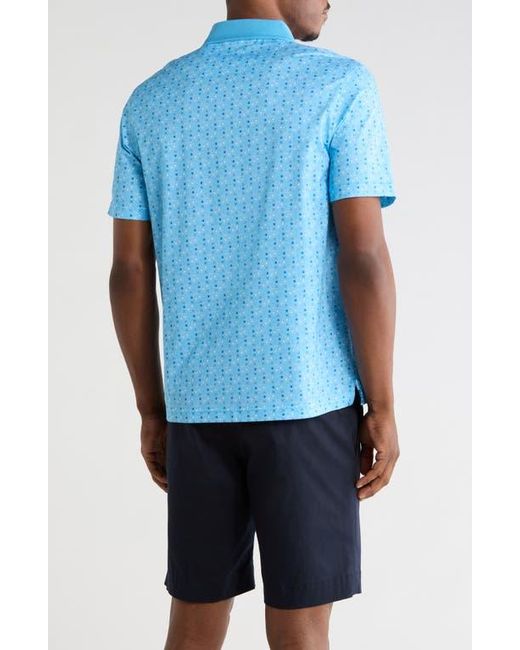 Bugatchi Blue Geometric Print Performance Polo for men