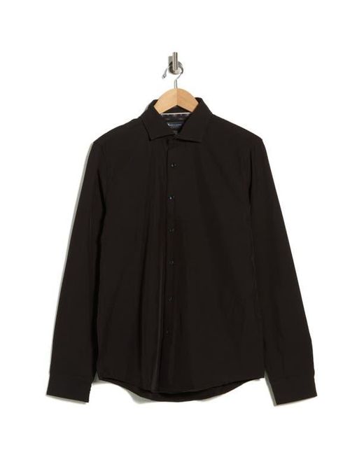 Denim and Flower Black Solid Performance Button-Up Shirt for men