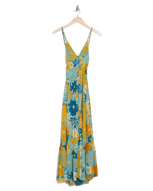 Angie Blue Floral Print Sleeveless Maxi Dress