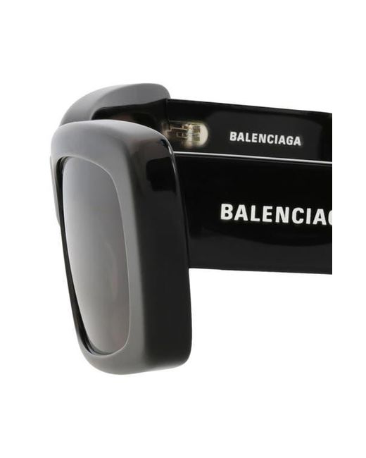 Balenciaga Black 69Mm Rectangular Sunglasses