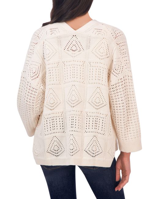 Lucky Brand Natural Pointelle Stitch Open Cardigan
