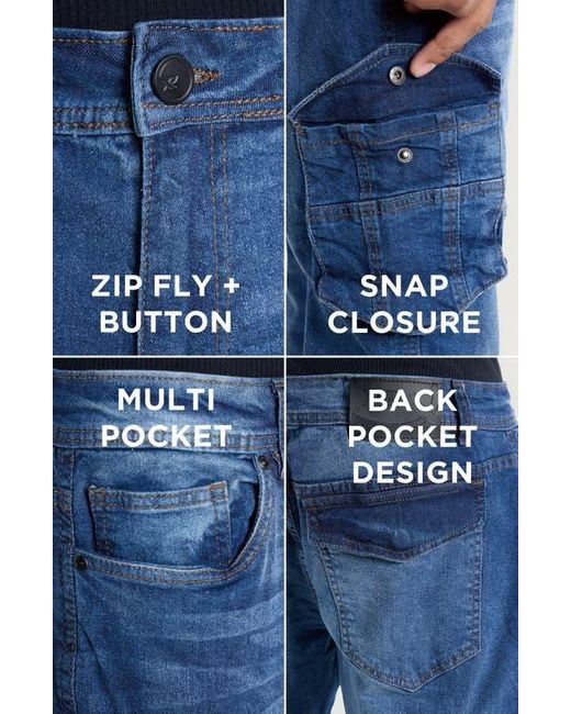 Xray Jeans Blue Slim Fit Cargo Pocket Denim Jeans for men