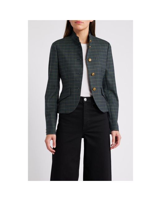 Rag & Bone Black Slade Plaid Crop Wool Blend Blazer