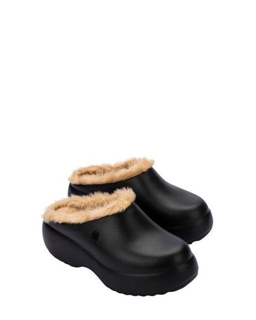 Melissa Black Free Fluffy Faux Fur Lined Clog
