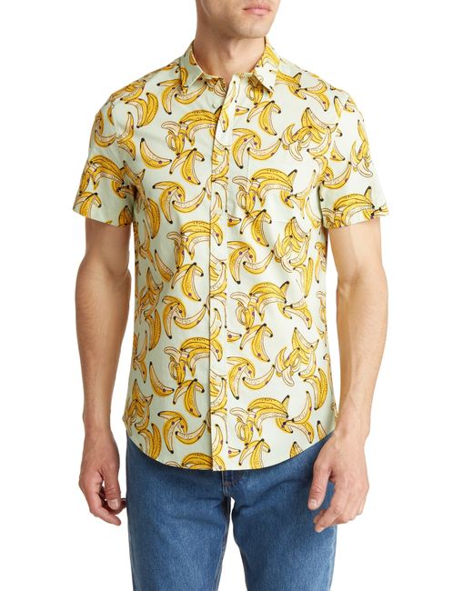 Abound Multicolor Banana Print Short Sleeve Button-up Poplin Shirt for men
