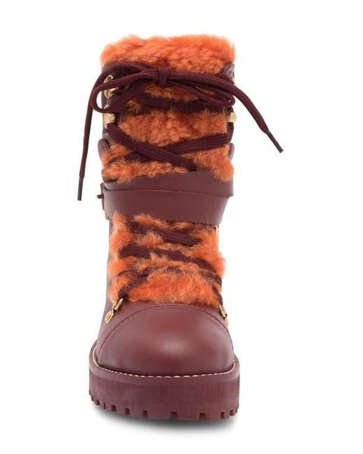 Cult Gaia Red Paola Faux Shearling Boot