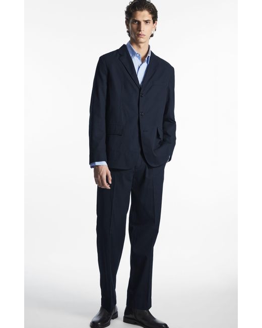 COS Blue Unstructured Single Breasted Blazer for men