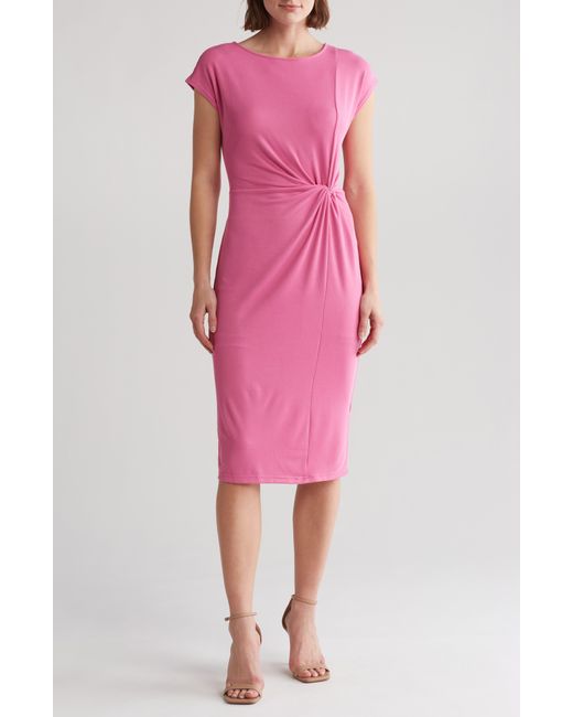 Nordstrom Pink Side Knot Modal Blend Midi Dress