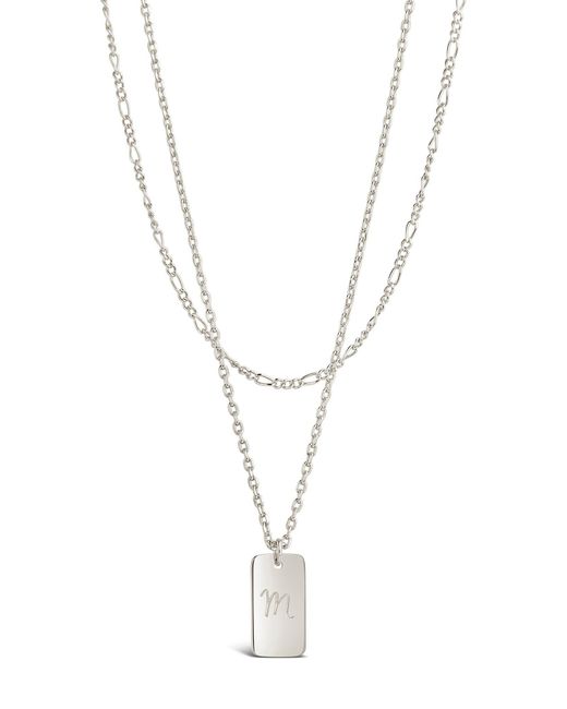 Sterling Forever Initial Tag Pendant Layered Necklace In Silverm At