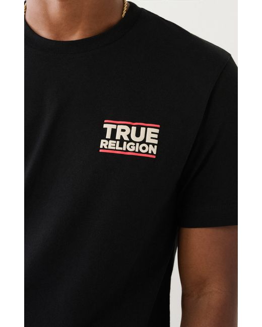 True Religion Black Half Buddha Tr Cotton Crew T-shirt for men