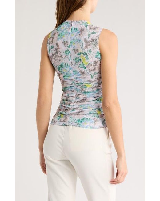 Cinq À Sept Blue Aniya Front Twist Mesh Top