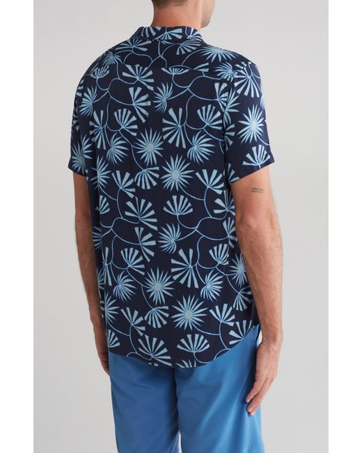 Original Penguin Blue Floral Short Sleeve Button-down Shirt for men