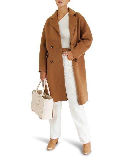 Belle & Bloom Brown Amnesia Oversize Double Breasted Wool Blend Coat