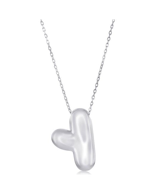 Simona White Bubble Initial Pendant Necklace