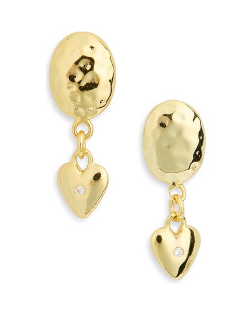 Argento Vivo Metallic Hammered Oval Heart Drop Earrings
