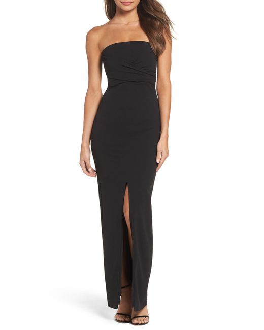 Lulus Black Own The Night Strapless Column Gown