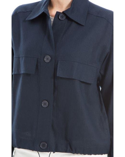 Max Studio Blue Linen & Cotton Utility Jacket