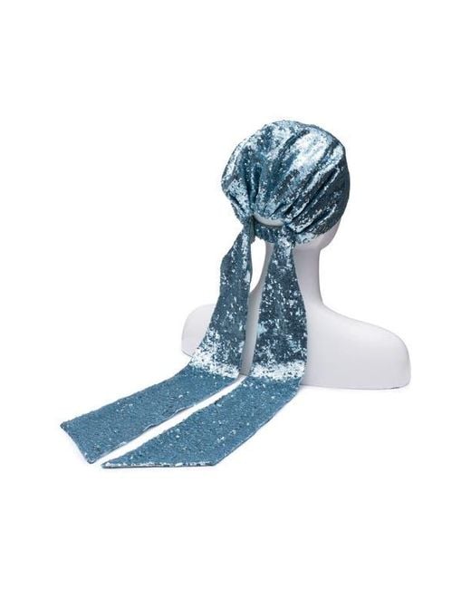 Eugenia Kim Blue Sequin Headscarf