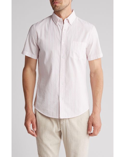 14th & Union White Stripe Seersucker Button-down Shirt for men