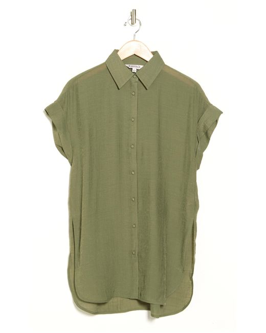 Nanette Lepore Green Short Sleeve Button-up Shirt
