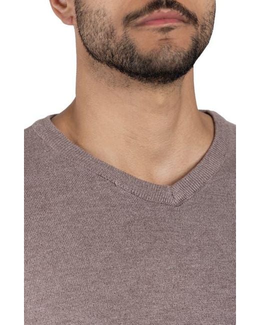 Xray Jeans Gray V-Neck Ribbed Knit Sweater for men