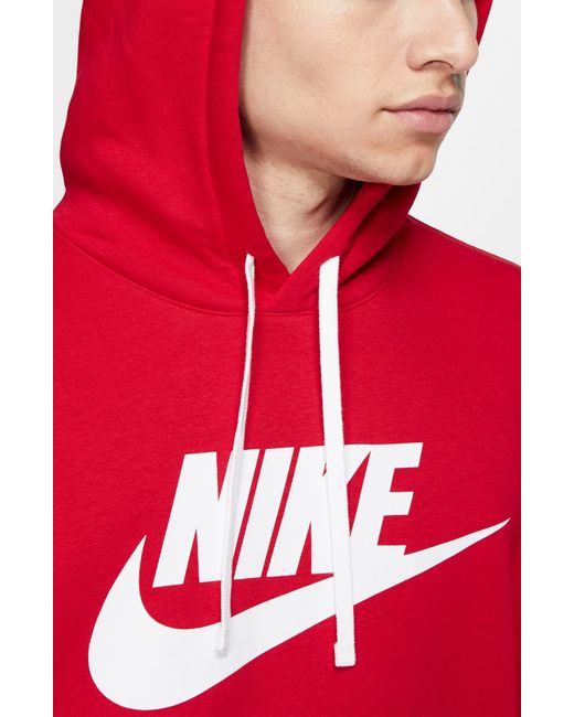 Nike Red Sportswear Club Fleece Logo Hoodie for men