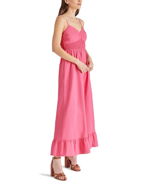 Steve Madden Pink Smocked Cotton Maxi Dress