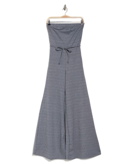Go Couture Gray Strapless Wide Leg Jumpsuit