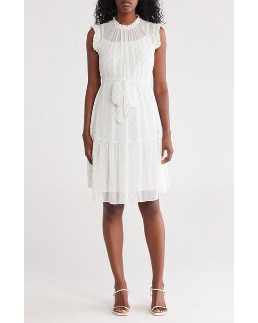 Julia Jordan Ruffle Collar Sleeveless Dress in White | Lyst