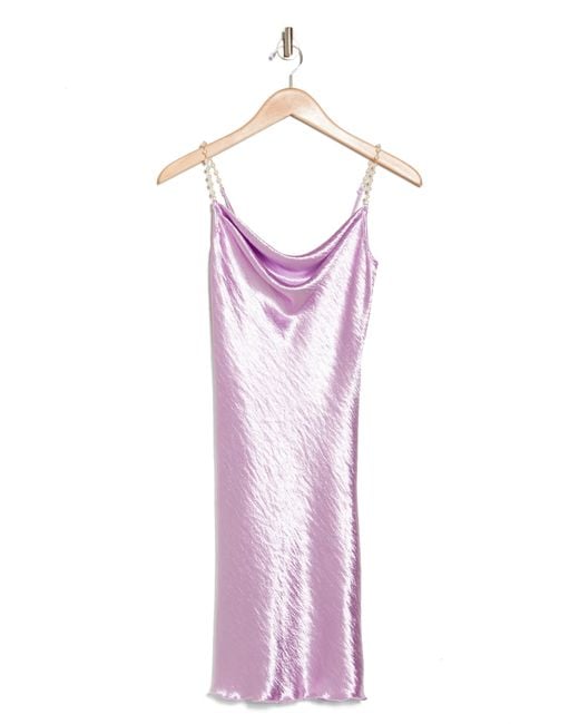 Bebe Purple Imitation Pearl Strap Slipdress