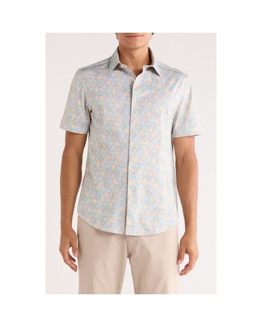 Bugatchi White Miles Ooohcotton Short Sleeve Button-Up Shirt for men