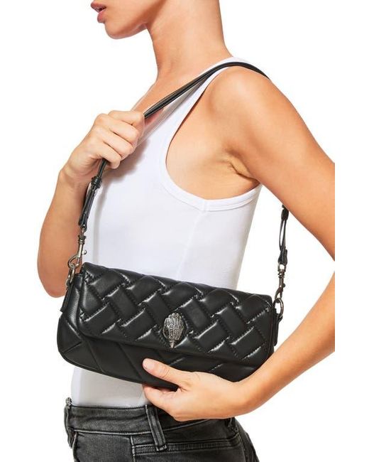 Kurt Geiger Black Small Long Kensington Quilted Leather Shoulder Bag