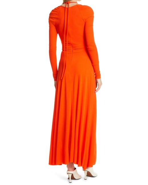 Proenza Schouler Orange Cutout Long Sleeve Jersey Dress