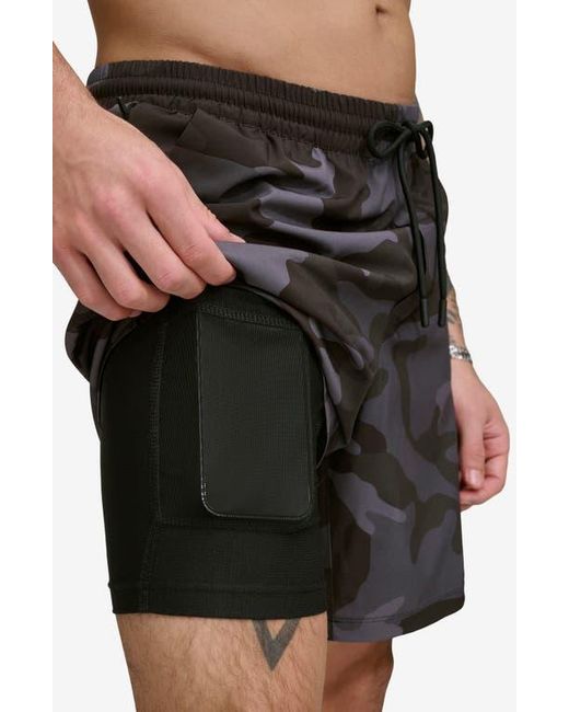 DKNY Black Core Solid Swim Trunks for men