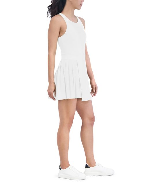 SAGE Collective White Victory Asymmetric Pleated Workout Dress