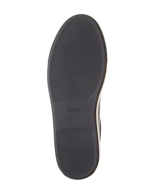Boss Blue Mirage Lace-Up Leather Sneaker for men