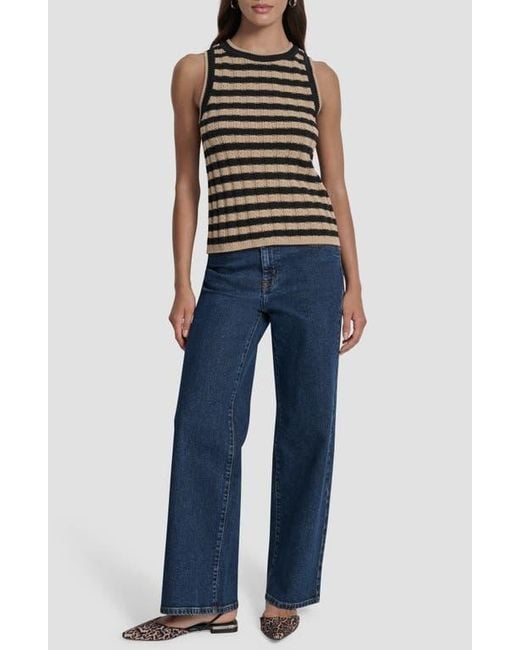 DKNY Multicolor Stripe Rib Knit Sleeveless Top