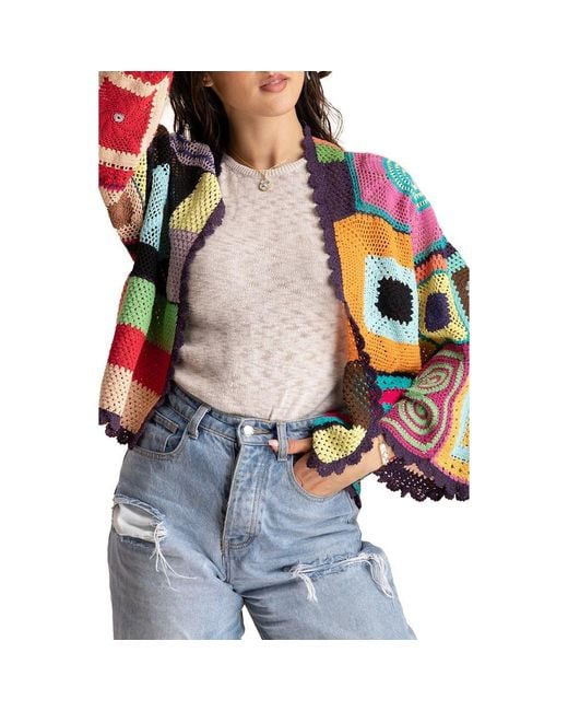 Saachi Red Crochet Cotton Jacket