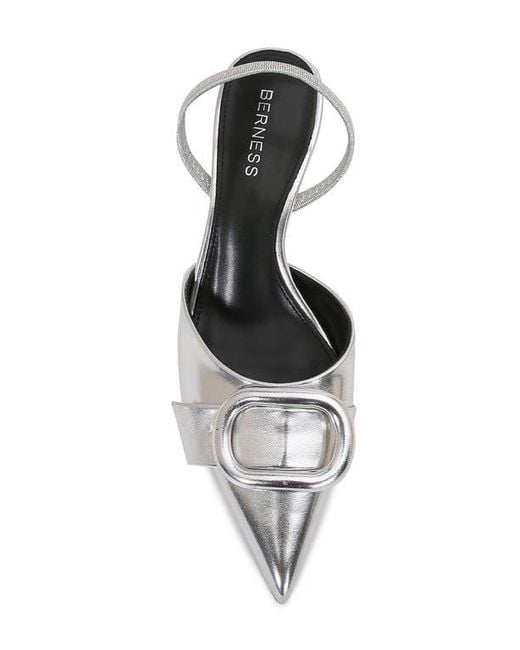 BERNESS White Chiara Buckle Slingback Pump