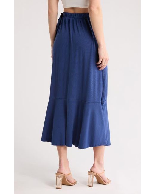 Go Couture Blue Wrap Midi Skirt