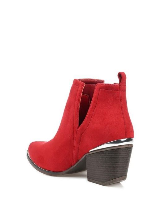 Journee Collection Red Issla Metal Trim Bootie