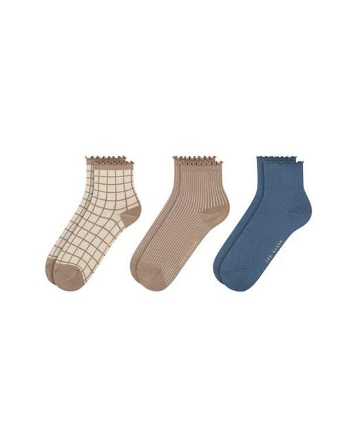 Ted Baker Blue Assorted 3-Pack Ruffle Trim Crew Socks