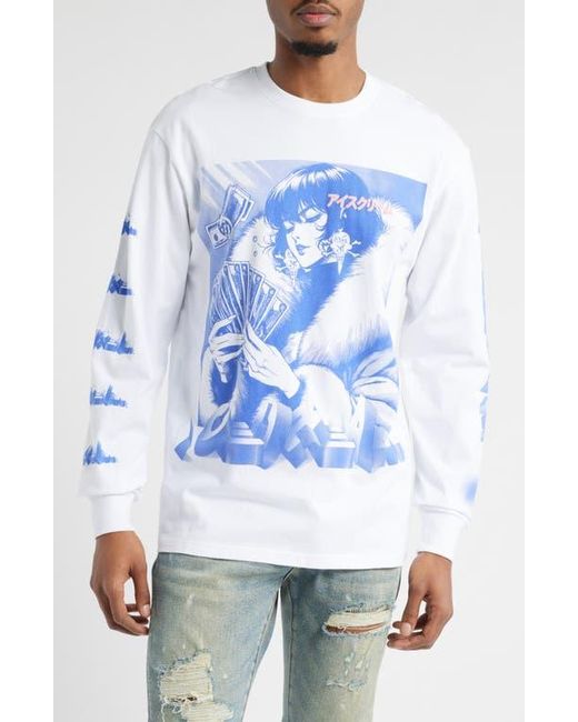 ICECREAM Blue Count Em Long Sleeve Cotton Graphic T-Shirt for men