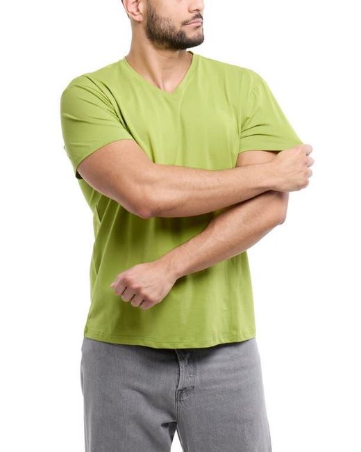 Xray Jeans Green Cotton Spandex V-Neck T-Shirt for men