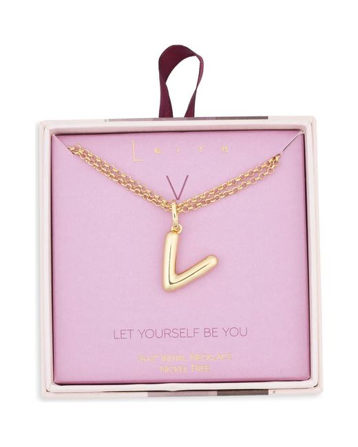 Leith Pink Lowercase Initial Bubble Pendant Necklace