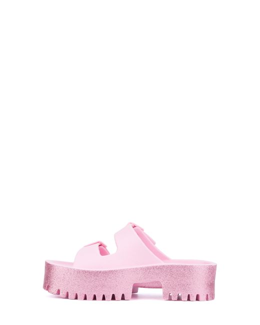 Olivia Miller Pink Sparkles Plaform Slide Sandal